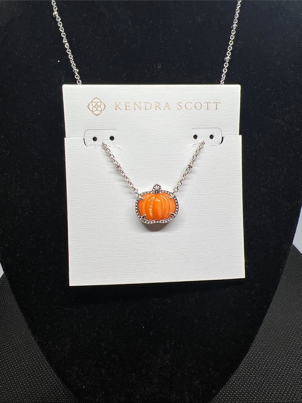Kendra Scott Orange Pumpkin Pendant Necklace - Silver-Tone